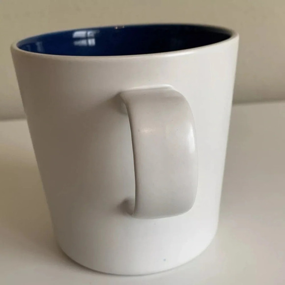 2 Pair Crate & Barrel Coffee Mugs White Cerulean Blue 3-5/8" Tea Discontinued - Picture 4 of 8